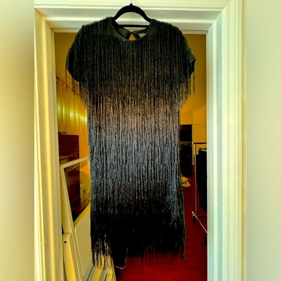 - NEW RACHEL ZOE Eddy Dress Black Fringe WNTR4 - Picture 1 of 4